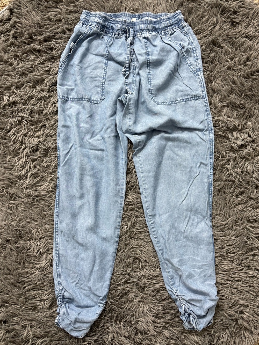 Thread & Supply Blue Drawstring Elastic Waist Denim Tencel Pants Woman S